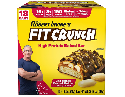 Fitcrunch High Protein Bar, Chocolate Peanut Butter, 1.62 oz (18-pk) Robert Irvine's