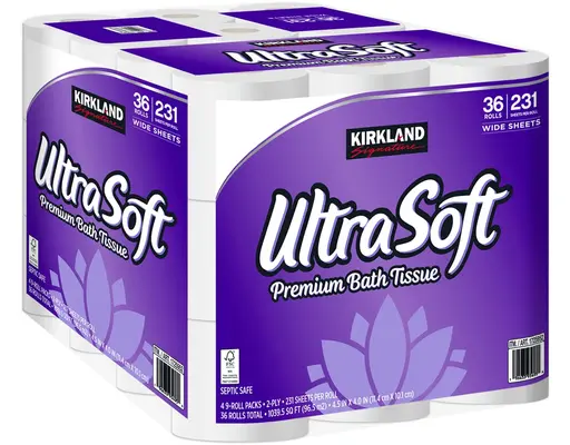 Ultra Soft Bath Tissue Toilet Paper, 2-Ply, 231 Sheets, 36 Rolls Kirkland Signature