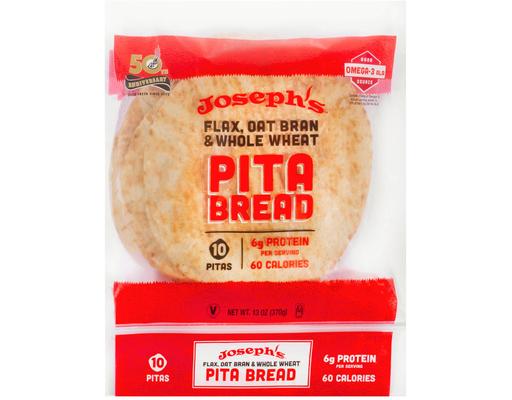 Flax, Oat Bran & Whole Wheat Pita Bread, 10 ct Joseph's
