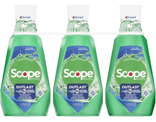 Outlast Mouthwash, Fresh Mint, 33.8 fl oz (3-pk) Scope