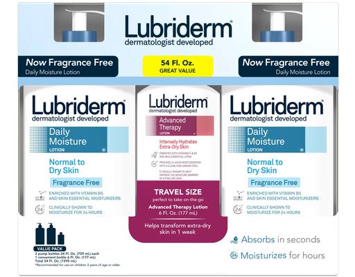 Daily Moisture & Advanced Therapy Lotion, 3 ct Lubriderm