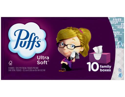 Ultra Soft Facial Tissues, 124 ct (10-pk) Puffs