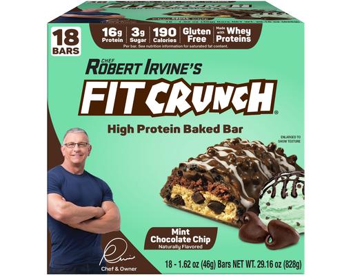 Whey Protein Bar, Mint Chocolate Chip, 18 ct Fit Crunch