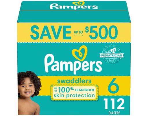 Swaddlers Baby Diapers, Size 6, 112 ct Pampers