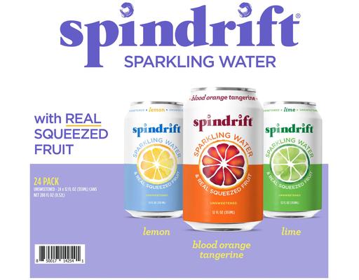 Assorted Blood Orange Tangerine, Lemon and Lime Sparkling Water, 2 oz. 24 cans Spindrift