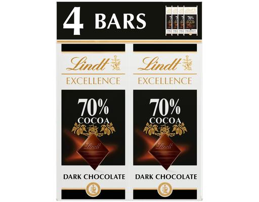 Excellence 70% Dark Chocolate Bars, 3.5 oz (4-pk) Lindt