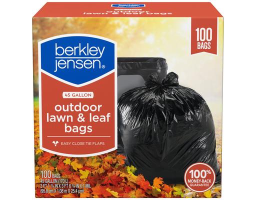 45 Gallon Lawn & Leaf Plastic Bags, 100 ct Berkley Jensen