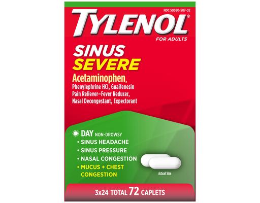 Sinus Severe Daytime Pain Reliever Caplets, 24 ct (3-pk) Tylenol