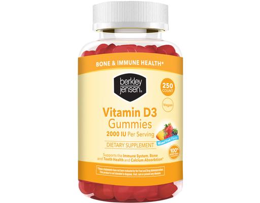 2000iu Vitamin D3 Gummies, 250 ct Berkley Jensen