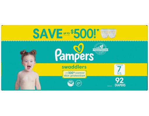 Swaddlers Baby Diapers, Size 7, 92 ct Pampers