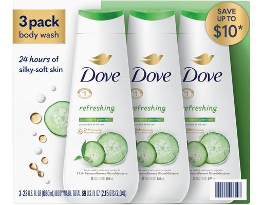 Refreshing Body Wash, Cucumber & Green Tea, 23 fl oz (3-pk) Dove