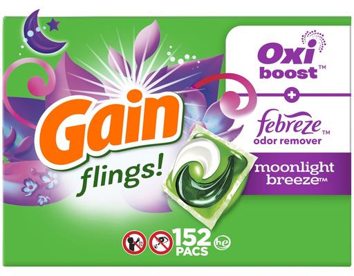 Flings! Laundry Detergent Pacs, Moonlight Breeze, 152 ct Gain