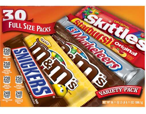 Full Size Chocolate & Candy Bars, Variety Pack, 30 count Mars