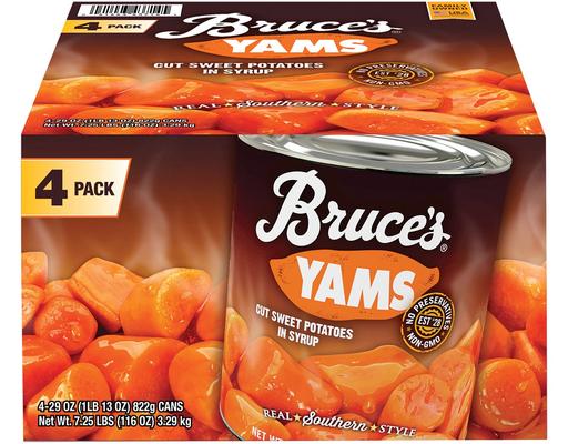 Yams Sweet Potatoes In Syrup, 29 oz, 4 pk Bruce's Yams