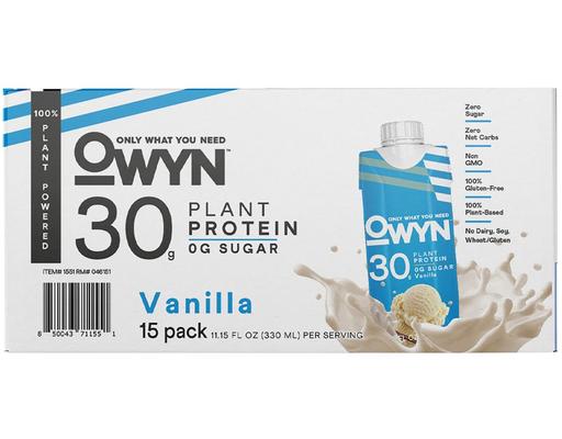 30 Gram Vanilla Plant Protein Shake, 30g Protein, 11.15 oz. 15 count OWYN