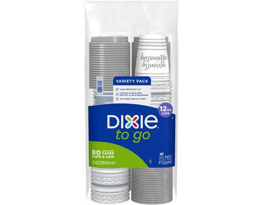 to Go Insulated Paper Cups & Lids, 12 oz, 80 ct Dixie