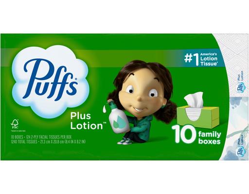 Plus Lotion 2-Ply Facial Tissues, 124 ct (10-pk) Puffs