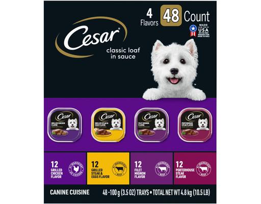 Classic Loaf in Sauce Wet Dog Food, Variety Pack, 3.5 oz (48-pk) Cesar