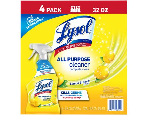 All-Purpose Cleaner, 4 count, 32 oz. - Lemon Breeze Lysol