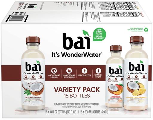 Coconut Infused Water, Variety Pack, 18 fl oz (15-pk) Bai