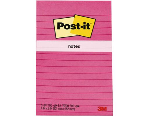 4'' x 6'' Lined Notes Pads, Pastel, 100 ct (5-pk) Post-It
