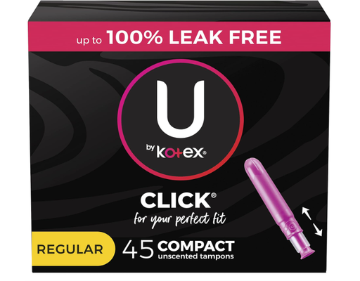 Click Compact Tampons, Regular Absorbency, Unscented, 45 Count U By Kotex