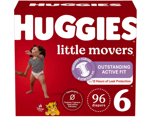 Little Movers Baby Diapers, Size 6, 96 Count Huggies