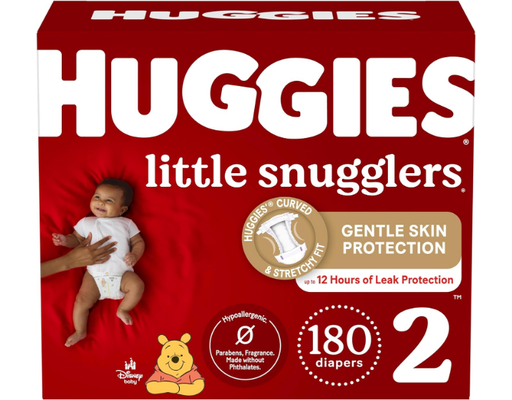 Little Snugglers Baby Diapers, Size 2, 180 Count Huggies