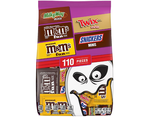 M&M's, Snickers, MilkyWay, Twix Chocolate Halloween Candy Variety Bag, 110 ct Mars