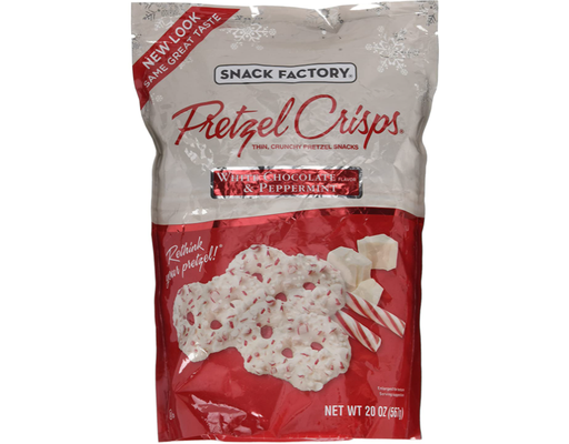 Pretzel Crisps, White Chocolate Peppermint, 20 oz Snack Factory