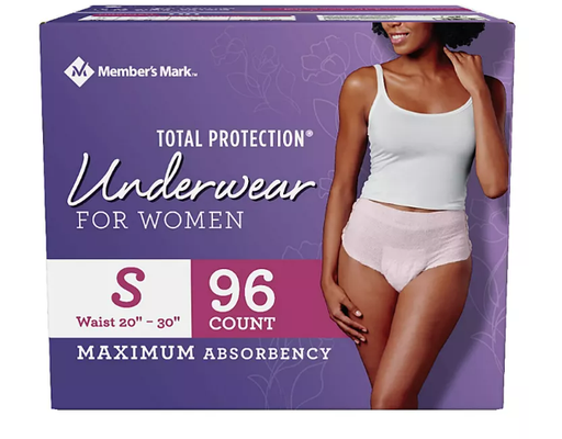 Total Protection Incontinence Underwear for Women, Small, 96 ct Member's Mark