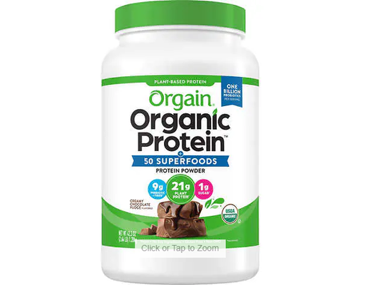 Organic Plant Based Protein Powder, Creamy Chocolate Fudge, 42.24 oz Orgain