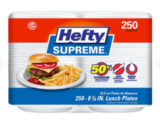 Supreme Foam Lunch Plates, 250 ct Hefty