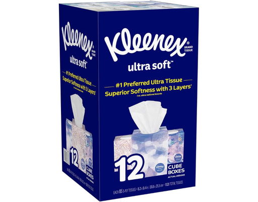Ultra Soft 3-Ply Facial Tissue, 85 ct, 12 pack Kleenex
