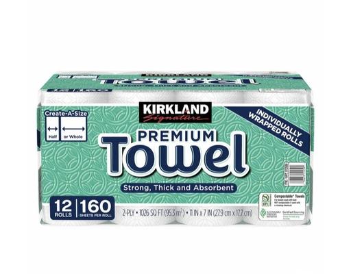 Premium Paper Towels, 160 Sheets (12 pack) Kirkland Signature