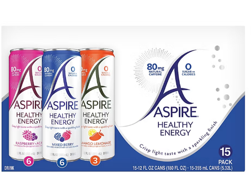 Healthy Energy Drink, Variety Pack, 12 fl oz (15-pk) Aspire