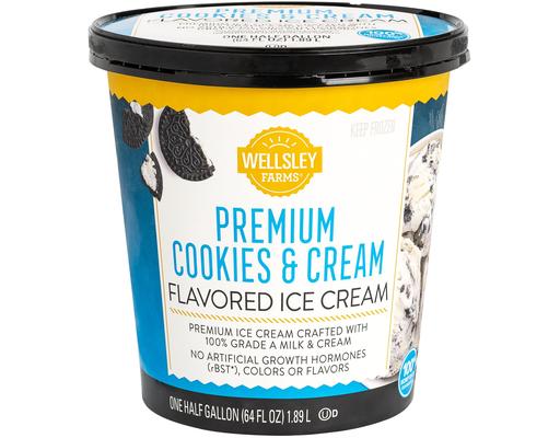 Premium Cookies and Cream Ice Cream, 64 oz. Wellsley Farms