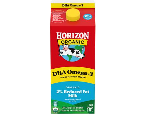 DHA Omega-3 Milk, DHA 2 % Milk, Half Gallon Carton, 64 fl. oz. Horizon Organic