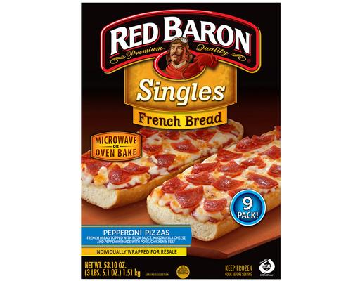 French Bread Pepperoni Pizza, 9 count Red Baron