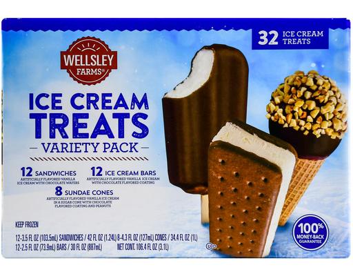 Ice Cream Treats Variety Pack, 32 count Wellsley Farms