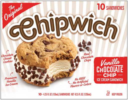 Vanilla Chocolate Chip Ice Cream Sandwich, 10 count The Original Chipwich