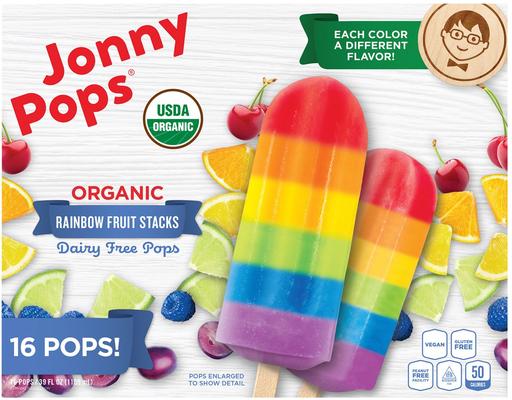 Organic Rainbow Fruit Stacks Pops, 16 count Jonny Pops
