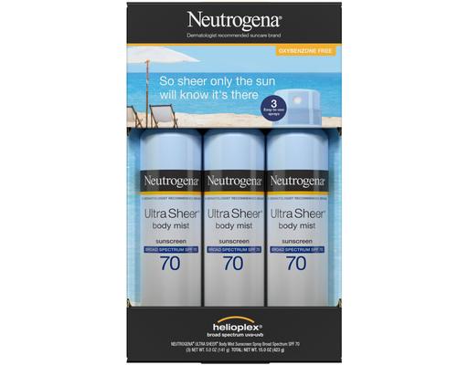 Ultra Sheer SPF 70 Lightweight Sunscreen Spray, 3 pack 5 oz. Neutrogena