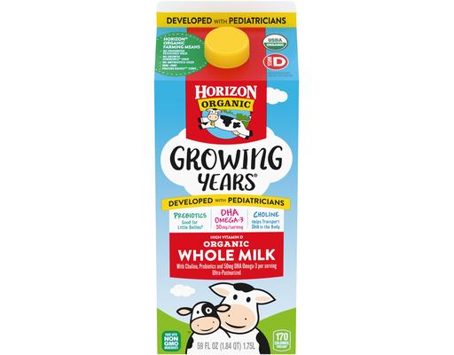 Growing Years Whole Milk with DHA Omega-3, Carton, 59 fl. oz. Horizon Organic