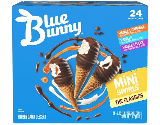 Mini Swirls Classic Mini Cones Variety Pack, 24 pack Blue Bunny