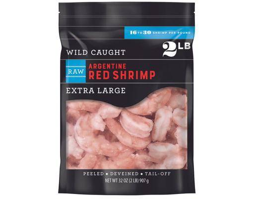 Wild Caught Extra Large Raw Argentine Red Shrimp, Frozen, 16-30 ct. per pound, 2 lbs.