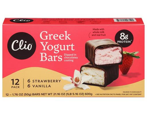 Greek Yogurt Bar, Strawberry & Vanilla, 12 pack Clio
