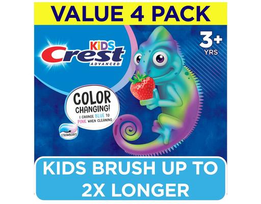 Kid's Color Changing Toothpaste, Strawberry, 4.2 oz., 4 pack Crest