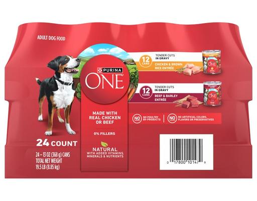 ONE Mainline Variety Pack Adult Wet Dog Food, 13 oz., 24 count Purina