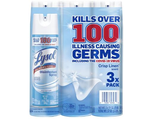 Disinfectant Spray, Crisp Linen 19 oz., 3 pack Lysol